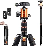 VICTIV 205cm Professionell Stativ für Kamera, Aluminiumlegierung Reisestativ Stativ für DSLR, 360 Grad Kugelkopf mit 38 mm Ladegewicht beträgt 10 kg, Abnehmbar Einbeinstativ mit Tragetasche - Orange