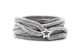 Armband Wickelarmband Stoff grau meliert oder Wunschfarbe 60 Varianten mit versilbertem Stern aus Metall individuelle Geschenke mit Liebe