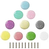 ManLee 10pcs Keramik Türknöpfe Bunt Schrankknöpfe Kinderzimmer Möbelknöpfe Schranktürknöpfe mit Schrauben Möbelknauf für Kinder Kinderzimmer(Blau/Blaugrün/Hellrosa/Lila/Elfenbein/Gelb/Rosa/Grün/Weiß)