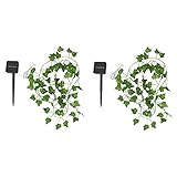 RUSWEST 2X Solar Leuchten Ahorn Blatt Lichter Ketten Wasserdichte Außen Girlande Solar Lampe Weihnachten für Garten Dekoration-5M 50 LED