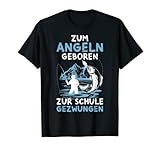 Zum Angeln Geboren Angler Fischer Kinder Junge Angel T-Shirt