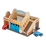 Melissa & Doug Tankstelle mit Parkhaus | Holzfahrzeug | Fantasiespiel | 3+ | Geschenk für Jungen oder Mädchen