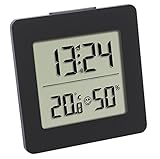 TFA Dostmann Digitales Thermo-Hygrometer, 30.5038.01, zur Raumklimakontrolle, Innentemperatur und Luftfeuchtigkeit, schwarz,L 94 x B 37 x H 94 mm