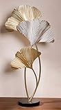 Metall-Blätter-Deko Ginkgo in Gold und Silber, 61 cm hoch, Moderne Baum-Blatt-Dekoration