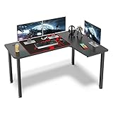 EUREKA ERGONOMIC Gaming Tisch 155cm Eckschreibtisch Gaming Büro Schreibtisch L-förmige PC Tisch Gaming Groß Computerecktisch Gamer Tisch Schwarz