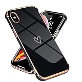 Lafunda kompatibel mit iPhone X/iPhone XS Handyhülle Mädchen Liebesherz Silikonhülle weich TPU Hülle Ultra dünn Stoßfeste Schutzhülle Bumper Silikon case für iPhone X/Xs Schwarz