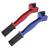 SENZEAL 2 pcs Ketten Reinigungsbürste für Auto Motorrad Fahrrad Kette Reinigung Wartungswerkzeug, Rot / Blau