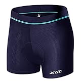 XGC Damen Radunterhose Radsportshorts Fahrradhosen mit elastische atmungsaktive 4D Gel Sitzpolster mit Einer hohen Dichte (S, Blue)