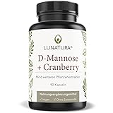 Lunatura D-Mannose + Cranberry I 6 weitere Pflanzenextrakte I 90 Kapseln I 1000 mg D-Mannose pro Tagesdosis l Für Frauen und Männer l Vegan, Natürlich & Ohne Zusätze