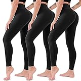 ACTINPUT Leggings Damen High Waist - Blickdicht Leggins Elastische Sportleggings Lang Yogahose Laufhose Für Gym Yoga Sport (3er Pack - Schwarz, S-M)