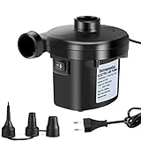 Elektrische Luftpumpe, Elektropumpe mit 3 Luftdüse,Automatisches und schnelles Auf- und Abpumpen, Schlauchboote, Gästebetten, Aufblasbare Schwimmtiere Oder Camping–DC 12V/AC 220V (AC-Heimpumpe)