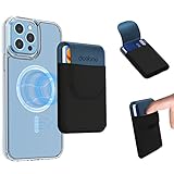 Magnetischer Handy-Kartenhalter, Leder Kreditkartenetui mit Gummi-Magnetkleber Aufkleber Kompatibel mit iPhone Samsung Galaxy Android Smartphones, Telefon Magnetplatte für kabelloses Laden (Schwarz)