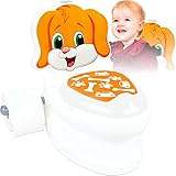 Stimo Toilette für Kleinkinder erste Kindertoilette leuchtende Spültaste und Spülgeräusch Ideal für Kinder Toiletten - Training (Hund)