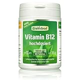 Greenfood Vitamin B12, 1.000 µg, 180 Tabletten, vegan - Zum Diätmanagement bei Erschöpfungs- und Müdigkeitszuständen aufgrund von Vitamin B 12-Mangel