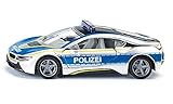 siku 2303, BMW i8 Polizeiauto, Metall/Kunststoff, 1:50, Blau/Silber, Flügeltüren zum Öffnen, Wechselbare Räder, Gummierte Reifen