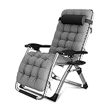 DQCHAIR Komfortable Schwerelosigkeit Liege Terrasse Faltbare Verstellbare Liege Außen Büro Strand Liege Extra Breiter Patio Liegestuhl Mit Kissen (Color : Gray)