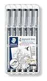 STAEDTLER Fineliner pigment liner, schwarz, Set mit 6 Linienbreiten, Promotion 4 + 2 gratis, hohe Qualität Made in Germany, Pigmenttinte, dokumentenecht, lichtbeständig, 308 SB6P