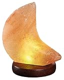 moses. Omm for you Salzkristall-Lampe Mond mit USB, Leuchte aus Natursalz mit LED und Sockel aus Rosenholz, Salzkristalllampe, 63329, Orange-rot