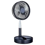 LEUYA Klappbarer, oszillierender Standventilator, tragbarer Mini-USB-Tisch-/Bodenventilator, 4 Geschwindigkeiten, höhenverstellbar, for Büro, Zuhause, Camping (Color : Black)