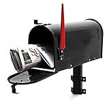 US Mailbox Briefkasten Amerikanisches Design schwarz mit passender Wandhalterung