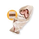 YENGAS Kapuzenhandtuch, 100 % Baumwolle, Oeko TEX Zertifiziert, Babybadetuch, Weiches Baby Badetuch mit Kapuze, Babyhandtuch, warmes Kapuzen-Strandtuch, Kinderhandtuch Unisex, cremeweiß, 75x75 cm