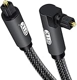 Optisches Kabel Toslink Kabel 90 Grad Design Audiokabel Nylon Ummantelung 360 Grad drehbares optisches Audiokabel für Smart-TV Speaker Heimkino Soundbar etc, Schwarz 5m