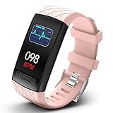 LTLJX Fitness Armband, Wasserdichtes Sportuhr Sportuhr Pulsmesser Schlafüberwachung Schrittzähler Smartwatch Armbanduhr für Kinder Damen Herren,Rosa