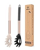 BUNDLEPRO 2er Silikon Spaghettilöffel Set, Hitzebeständiger Nudellöffel Server für Küche, BPA freie Spaghettisieb, Beste Kochutensilien