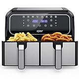 Innsky Dual Zone Heißluftfritteuse Doppelkammer 8L, 8 Programmen Heissluftfritteuse Doppelt, Airfryer mit 2 Körben, Friteuse Heissluft ohne Öl, Dual Cook, Synchronisieren Fertig Technik, Shake-Modus