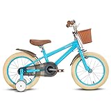 STITCH 16-Zoll-Kinderfahrrad für Mädchen und Jungen im Alter von 5–7 Jahren, 16-Zoll-Fahrrad für Jungen und Mädchen, Fahrrad mit Stabilisatoren und Korb, Fenderfarbe Dunkel, Blau,