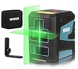 WESCO Kreuzlinienlaser Kreuzlinien-laser Grün Laser Linienlaser Kreuzlaser Linien Laser 360° Drehbar horizontale und vertikal, IP54 Staub und Wasserschutz inkl. Halterung und Schutztasche