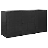 YuMeng Mülltonnenbox für 3 Tonnen, Fahrradbox, Mülltonnenverkleidung, Fahrradunterstand, Mülltonnen Box, Aufbewahrungsbox,Schwarz 229x78x120 cm Poly Rattan