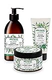 alkmene Pflegeset mit Bio Olive für sehr trockene Haut - Intensiv Creme, Body Lotion & Handcreme Set - Hautpflege vegan & ohne Silikone, Parabene, Mineralöl, PEGs, SLS & SLES