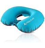 HIKENTURE Nackenhörnchen Aufblasbar, Nackenkissen Reise Aufblasbar Ultraleicht, Kissen Aufblasbar, Travel Pillow, Ergonomisches aufblasbares Reisekissen für Reise, Flugzeug, Auto, Zug (Türkis)