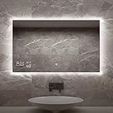 Byecold Badspiegel mit LED Beleuchtung Wandspiegel Badezimmerspiegel Lichtspiegel Spiegel Touchschalter Smart WiFi Antibeschlag Wetter Datum Temperatur Luftfeuchtigkeit-Horizontal 100x 60CM