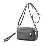 YANAIER Handy Schultertasche Damen Kleine Tasche Umhängetasche Crossbody Handytasche Phone Bag für Frauen Mädchen Grau