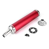 Auspuffschalldämpfer, 20 mm 0,8 Zoll 2-Taotorrad Edelstahl-Auspuffschalldämpfer Schalldämpfer Motorrad Modifiziertes Schalldämpferrohr(rot)