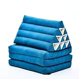 Leewadee Thai-Kissen Falt-Matratze Chill-Out Klapp-Matte Gepolsterte Lesestütze Boden-Liege-Matte mit Dreieck-Kissen Thai-Matte, Kapok, 170 x 53 cm, Light Blue