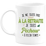 quotedazur - Tasse 'Pas à la Rtraite Je Suis Angler' – Geschenk Humor Sport – Geschenkidee zum Ruhestand, originelles Angeln – ideal für den Ruhestand, Geburtstag oder Weihnachten – Keramik – Weiß