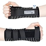 Actesso Atmungsaktive Handgelenkschiene Handgelenkstütze - Entlastung für Karpaltunnelsyndrom, Verstauchungen, RSI und Tendinitis /Sehnenscheidenentzündung (Schwarz, S, Rechts)