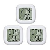 PAIRIER LCD Digital Mini Thermometer Hygrometer Temperatur Luftfeuchtigkeit Messgerät Gauge für Gewächshaus Home Office 3er Pack Weiß