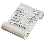 dekojohnson Deko-Gedenkrolle mit Aufschrift Es sind die Spuren in Grab-Deko-Schriftrolle Grabschmuck Grabdekoration Grableger wetterfest antik grau 17x10cm