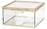 Glasbox Gold Farben n547cla Glas Metallbox Schmuckbox Lotus12x12x6cm Schmuckdose Vintage Nostalgie Ringhalter Ringschatulle Schminkdose Ringbox Schatulle