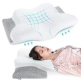 Misiki Memory Foam Kissen Kopfkissen Nackenkissen für Nacken- und Schulterschmerzen, Orthopädisches Nackenstützkissen für HWS, Ergonomisches Kissen für Rücken-, Seiten- und Bauchschläfer