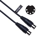 MIDI-Kabel 5 polig DIN Stecker, Audiokabel für Elektronische Piano, MIDI Tastatur, Synthesizer, Audio Interface, Sequenzer, Drum-Maschine, Effektprozessor, Sampler, Fußschalter Multi-Effekt-Pedal 2m