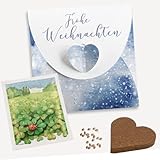 10 x Anzuchtset Glücks-Klee'Aquarell Rentier' inkl. Verpackung | Kleine Geschenke zu Weihnachten für Mitarbeiter und Kollegen