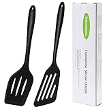 Pfannenwender, Hitzebeständiger Silikon Pfannenwender Spatel Küchenhelfer Set, Spülmaschinengeeignet Antihaft groß Turner Kochgeschirr Schwarz Pfannenwender Zum zum Kochen, Backen, Flip, 34cm