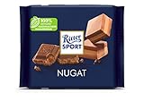 Neues Design: RITTER SPORT Nugat 100 g, Tafelschokolade mit cremig-feinem Nougat, Edelnugat aus goldbraun gerösteten Haselnüssen mit feiner Vollmilchschokolade, mit intensivem Nussgeschmack