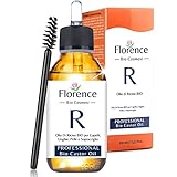 Florence Rizinusöl Bio 100ml -100% Rein, Natürlich und Kaltgepresst- Wimpern, Augenbrauen, Haare, Bart, Nägel - Vegan und Cruelty Free - Castor Oil für Haarwachstum - Glasflasche + Pipette + Bürste