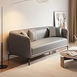 ODLA Kleines Doppelsofa, Leder Massivholz Mit Hohem Rückendarsteller Für Hotelempfangsbereiche 221109(Color:Grey)